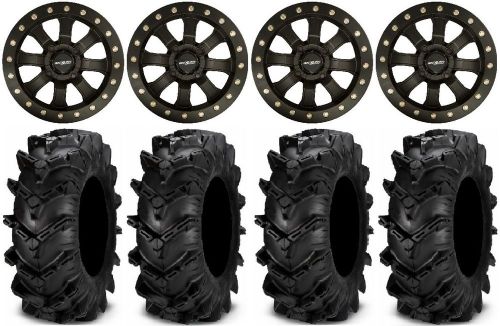 Raceline mamba beadlock black 14&#034; wheels 30&#034; cryptid tires can-am defender