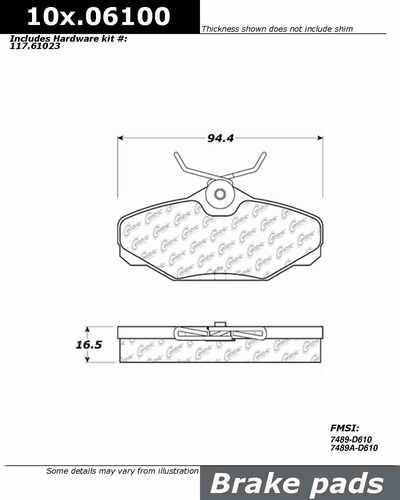 Centric 105.06100 brake pad or shoe, rear-posi-quiet ceramic w/shims & hardware