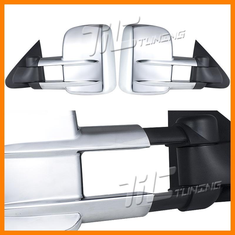 New pair manual towing chrome mirrors kit set exterior outside l+r folding f-150