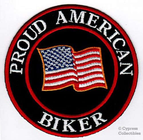 Proud american biker iron-on embroidered patch usa flag patriotic us emblem usa