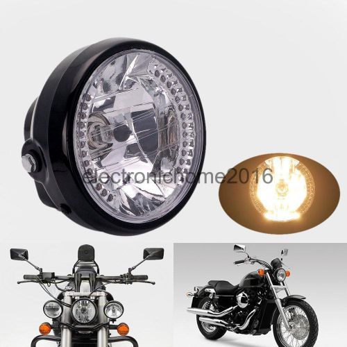 7&#034; motorcycle headlight projector for harley amber led turn signal light