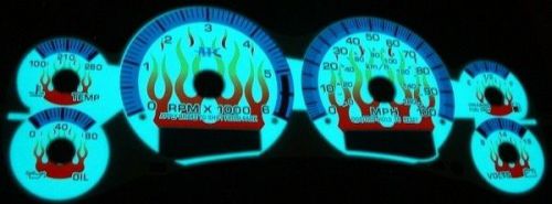 98 99 00 01 02 chevy s10 blazer automatic trans white face glow gauges flames