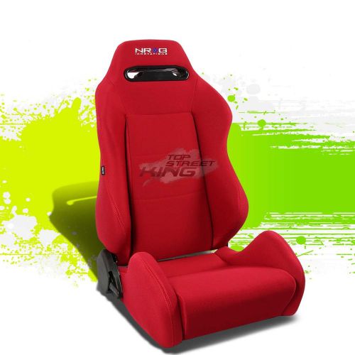 Nrg type-r red reclinable jdm sports racing seats+adjustable sliders right side