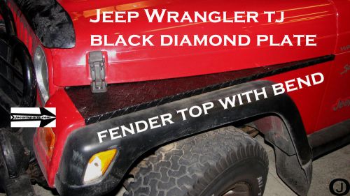 Jeep tj black diamond plate full top fender covers with bend.  set of 2