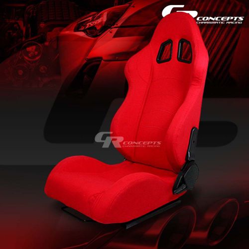 2 x red type-f1 reclinable sports racing seats+mounting slider driver left side