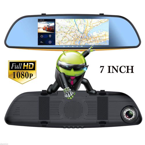 Gps navigation 1080p dvr bluetooth in rearview mirror +parking cam auto reverse