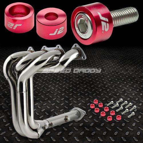 J2 for b16/b18 dohc exhaust manifold 4-1 tri-y header+red washer cup bolts