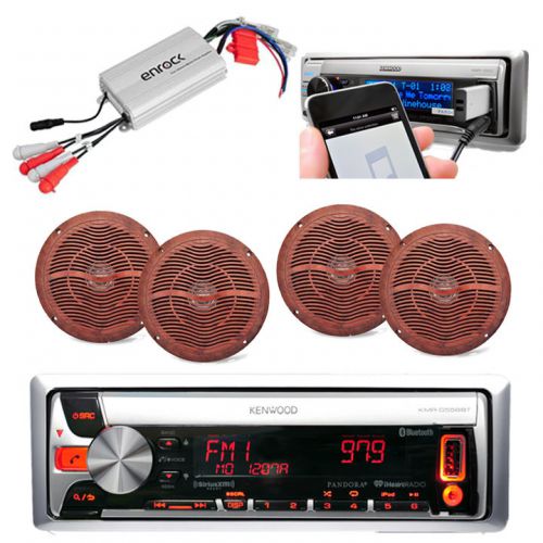 New kenwood boat/bike cd aux usb radio stereo, wood grain look speakers,800w amp