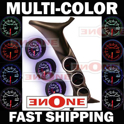 99-07 ford powerstroke triple pod + 4 led color diesel gauge set w fuel press