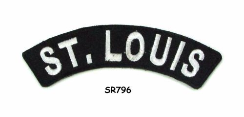 St. louis white on black small rocker iron on patches for biker vest jacket