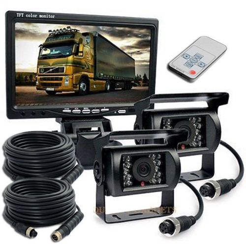 7&#034; tft lcd monitor+2x 66ft 4pin night vision waterproof reversing ccd camera kit