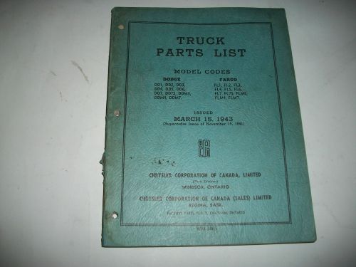 Rare original 1942 dodge+fargo trucks parts list catalog canadian trucks only