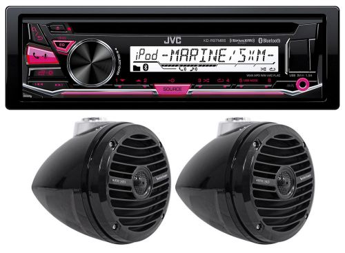 2) rockford fosgate rm1652w-mb 6.5&#034; mini marine wakeboard speakers+jvc receiever