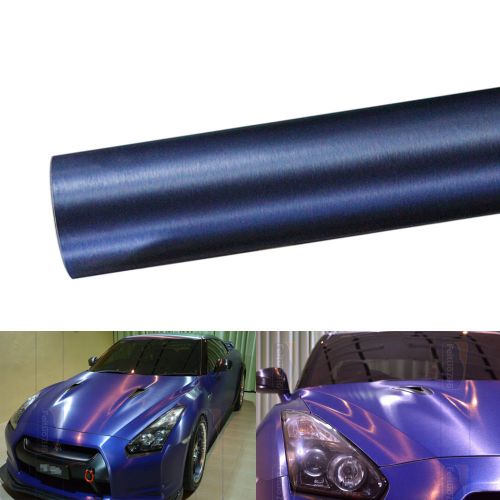 Blue brushed steel vehicle wrap vinyl sticker decal bubble air free more sizes