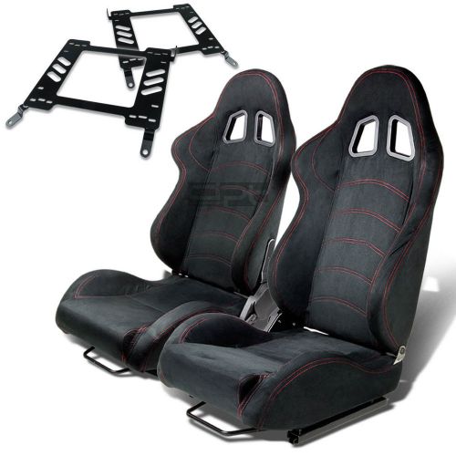 Type-1 racing seat black suede+silder/rail+for 00-05 mit eclipse 3g bracket x2