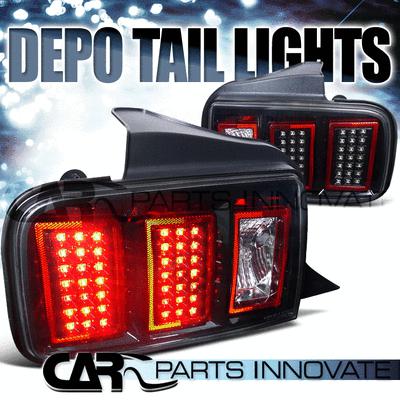 05-09 ford mustang black led tail lights brake lamps depo