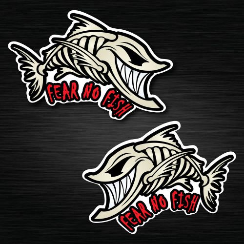 Fear no fish 2 pack sticker large 300mm quality water &amp; fade proof 7 year vinyl