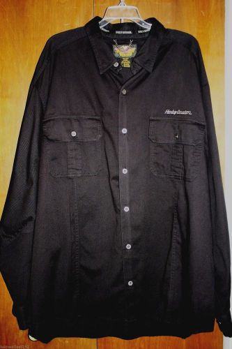 Euc black official harley davidson motorcycles long sleeve button shirt xxxl