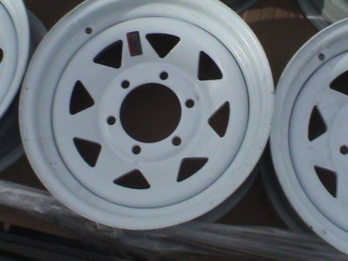 15x6  6/5.5 white spoke trailer wheel / rim 15 inch / 6 lug c/o rv