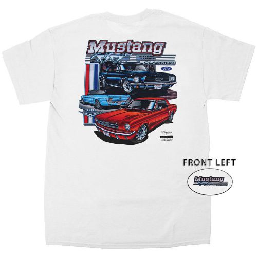 Apparel gift t-shirt short sleeve white mustang classics large