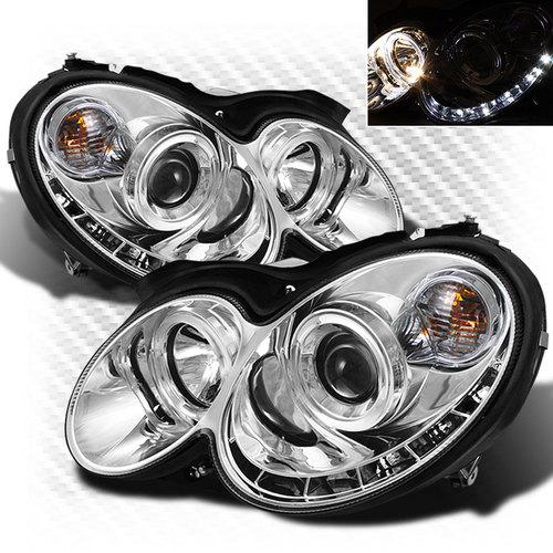 2003-2009 mercedes benz clk class halo led projector headlights pair lamp set