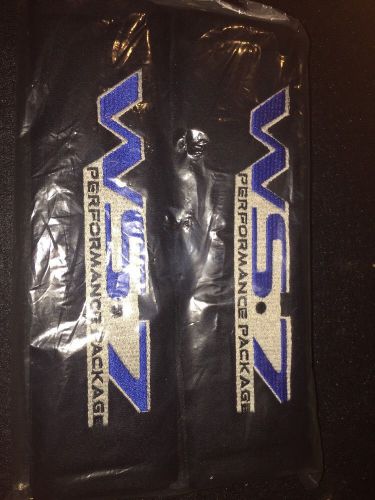 Black embroidered seat belt pads or cushions for a pontiac trans am  ws7 emblem