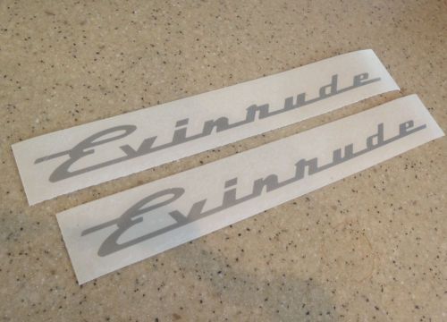 Evinrude vintage motor decals silver 2-pak free ship + free fish decal!