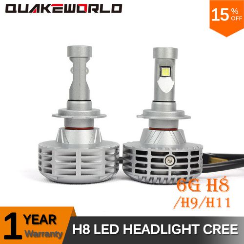 2x h8 h9 h11 cree led headlight conversion kit 6500k bulbs 12v 9004 9007 9005