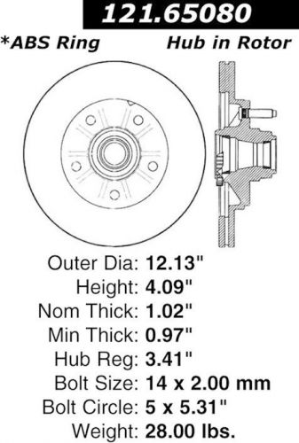 Disc brake rotor-c-tek standard front centric 121.65080