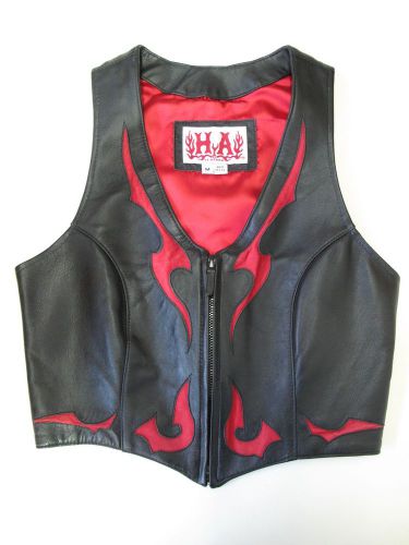 Genuine ha leather womens motorcycle vest size xs hells angels