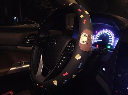 1pcs cartoon fashion doll car auto series steering wheel cover black