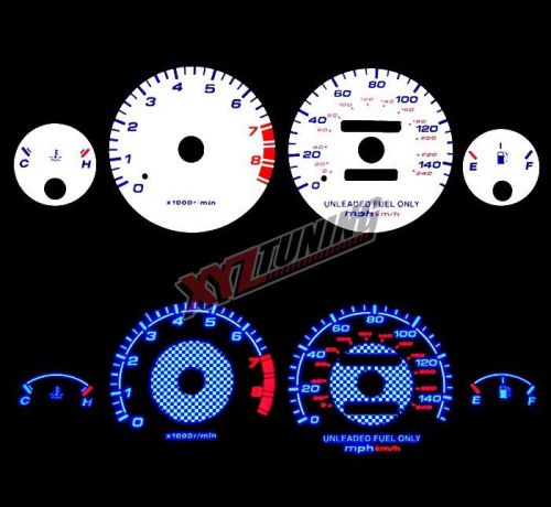 Blue reverse el indiglo glow white gauge face for 94-01 integra gs/ls/rs/se mt