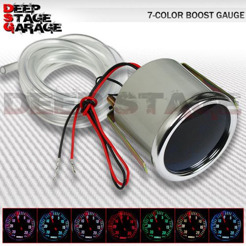 7 colored led display universal 2&#034; smoke-tinted turbo charged boost gauge meter