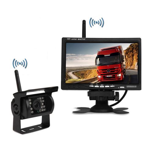 Wireless truck bus car rear view reversing backup night camera + 7&#034; tft monitor