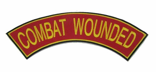 Combat wounded yellow red and black iron on top rocker patches for biker jacket