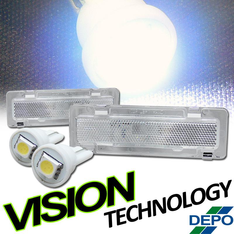 Depo 85-92 camaro/firebird clear bumper parking lamp side marker light+led bulbs