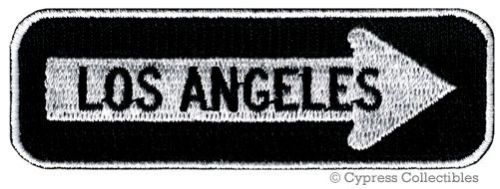 Los angeles road sign biker patch embroidered iron-on motorcycle vest emblem new