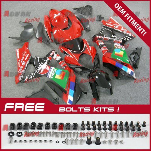 Red decals injection fairings bodywork kit suzuki gsxr1000 2007-2008 oem 38