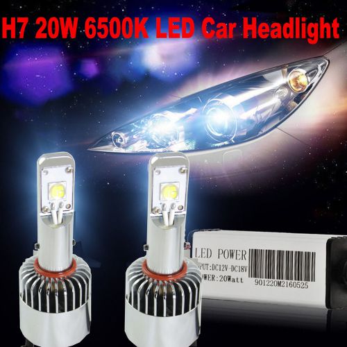 1 pair h7 led car headlights waterproof 6000lm 20w 6500k white conversion lamp