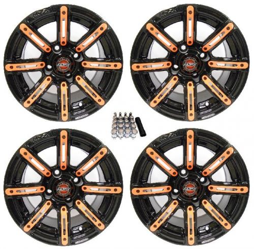 Madjax 12&#034; illusion black/orange golf cart wheels/rims ez-go &amp; club car