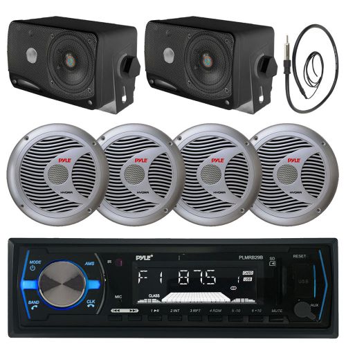 Silver marine 6.5&#034; speakers,3.5&#034; box speakers,black bluetooth usb radio,antenna