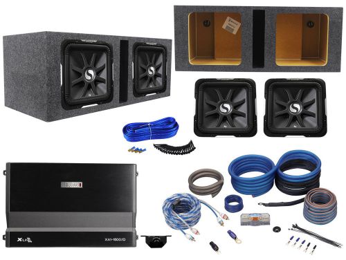 (2) kicker s12l7-4 12&#034; 3000w solo baric l7 car subwoofers+amplifier+box+amp kit