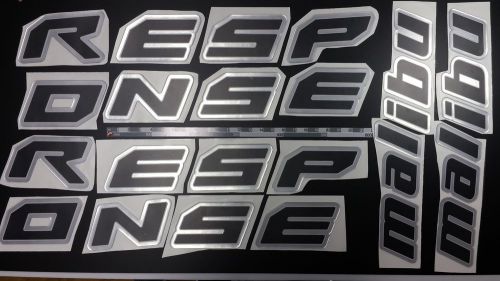 Malibu response boat emblem 64&#034; stickers set black chrome - adesivi barca