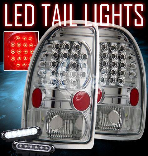 97-04 dodge dakota chrome led tail lights brake lamps+led daytime fog lamps