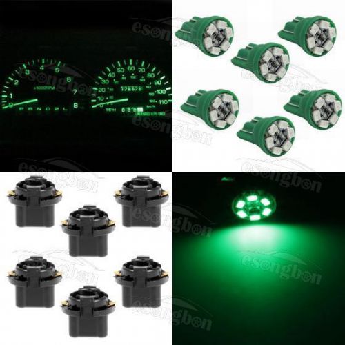 6pcs green 6-led t10 pc168 instrument panel cluster led bulb 2496279 sockets