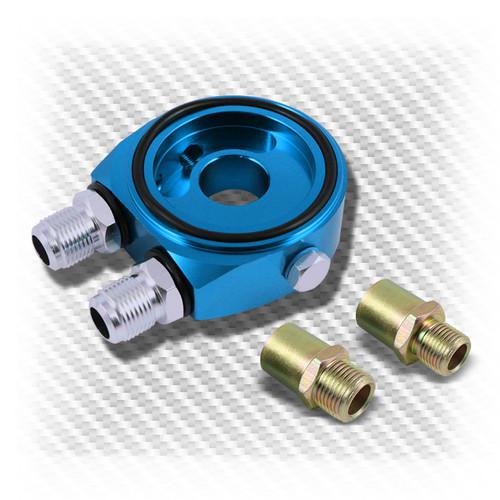 Aluminum oil/gauge filter sandwich jdm blue m20 racing sport plate adapter kit