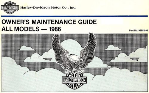 1986 harley-davidson all models owners maintenance guide manual