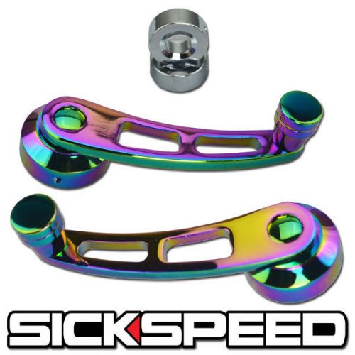 2 neo chrome billet aluminum window crank handle winder fits honda civic/del sol