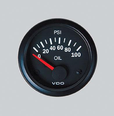 Vdo vision electrical oil pressure gauge 2 1/16" dia black face 350106