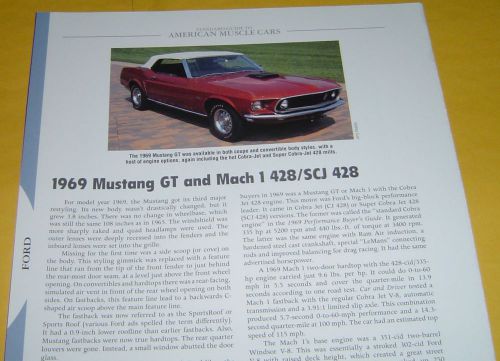 1969 ford mustang gt mach 1 scj 428 ci info/specs/photo 11x8